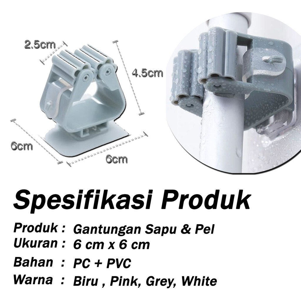 Gantungan Hook Tempel Dinding Sapu / Gantungan Pengait Gagang Sapu &amp; Alat Pel