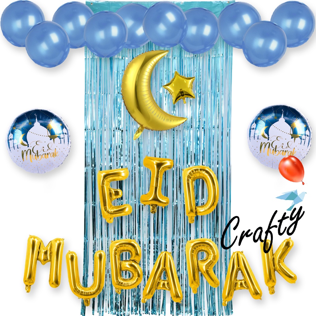 [PAKET] RAMADHAN Set EID MUBARAK CURTAIN Balon Dekorasi Lebaran