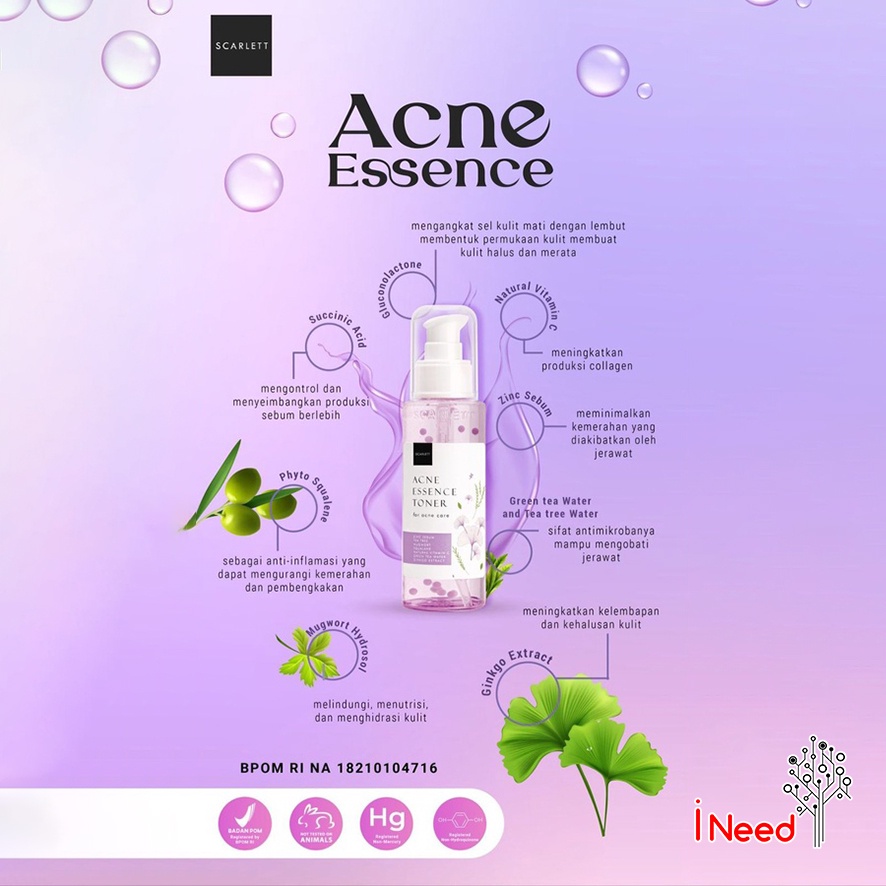 (INEED) SCARLETT Essence Toner 100ml - Scarlett Acne Essence Toner - Scarlett Brightly Essence Toner