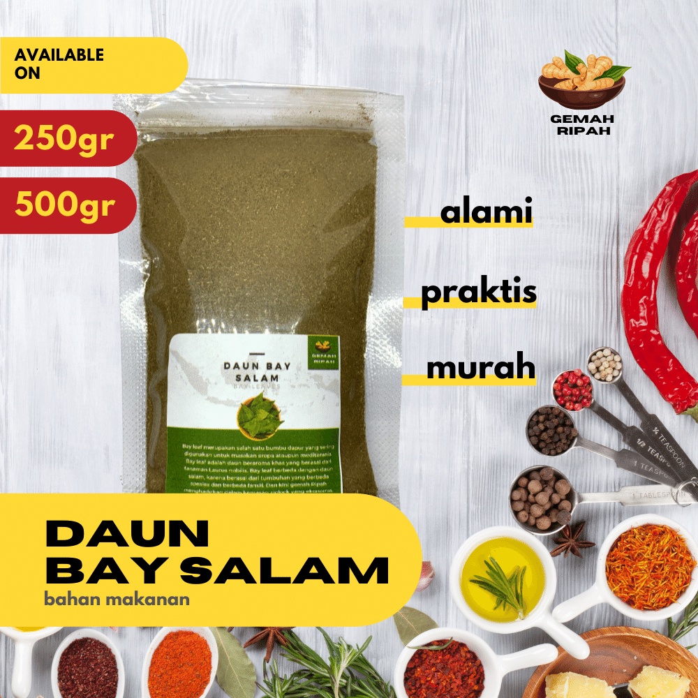 

Daun Bay Salam Bubuk 250gram 500gram 1kgDaun Salam Kering Bay Leaves Bumbu Dapur Bubuk Penyedap Rasa Bumbu Instan Bumbu Masak Bubuk Tabur Bayleaf Bumbu Lodeh Bumbu Kari Bumbu Opor Rendang Premium Grade A 100% Organik Leaves Powder Murni