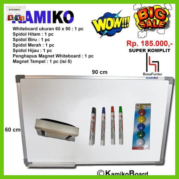 

Silutala- Whiteboard Kamiko 60 X 90 Spidol H,B,Hj, M, Hapus Magnet, Magnet -Ori.