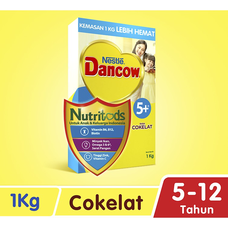 NESTLE Dancow 5+ Nutritods Rasa Coklat Susu Pertumbuhan Anak 5 - 12 Tahun 1 kg