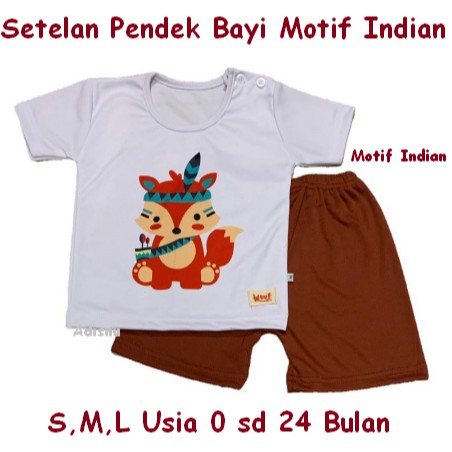 Wuuf Kids Setelan Pendek Bayi Motif Indian S M L 0 sd 24 Bulan