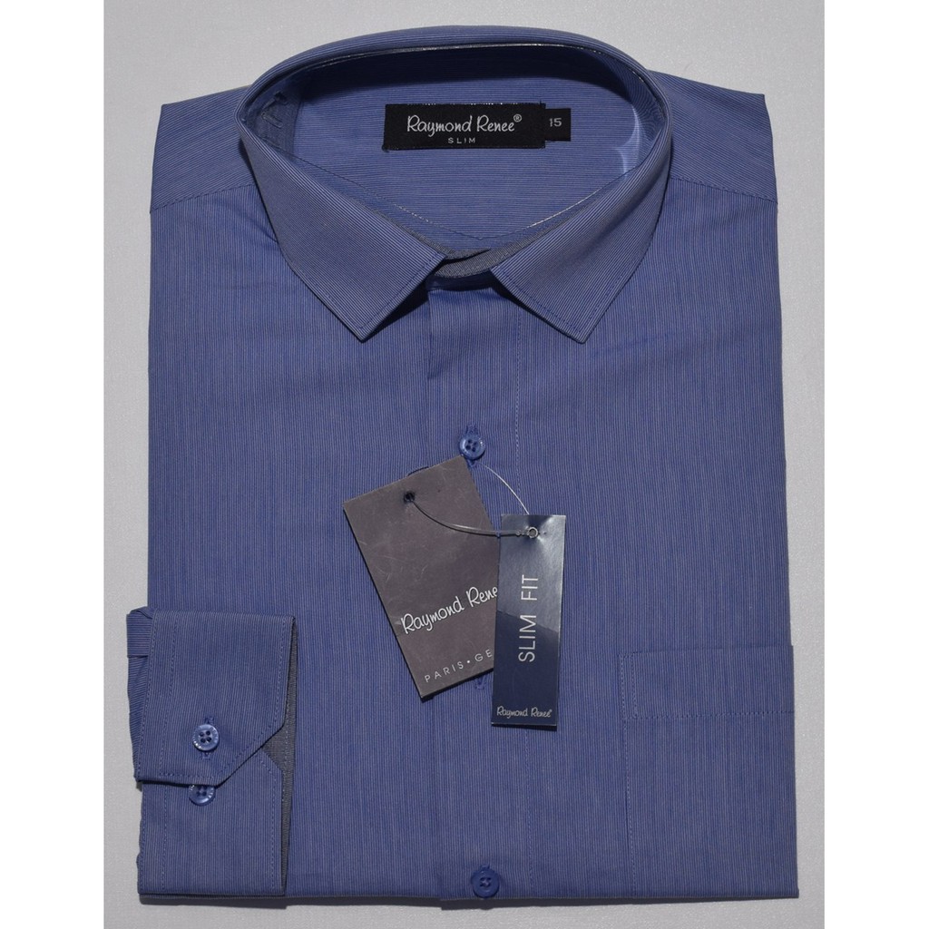 Kemeja Pria RAYMOND RENEE Lengan Panjang Biru Salur Slim Fit A0566 Original & Real Picture