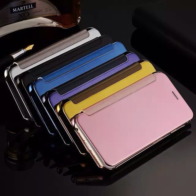 Case Flip Mirror Xiaomi Redmi Note 9 Clear View Auto Lock