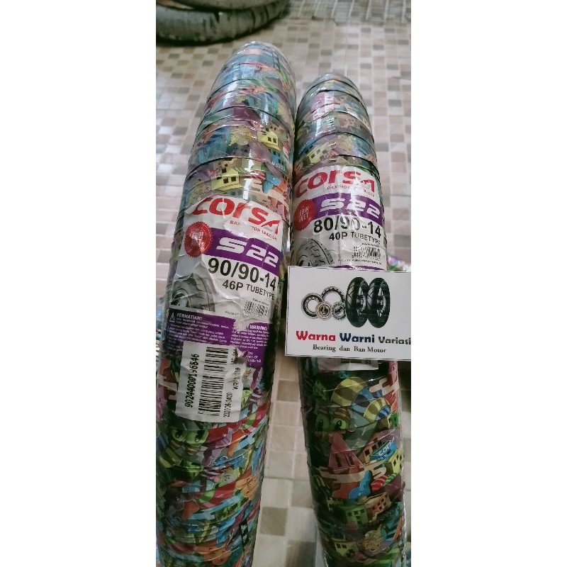 Ban Motor CORSA S22 satupaket ukuran 80 90 & 90 90 ring 14 TUBETYPE