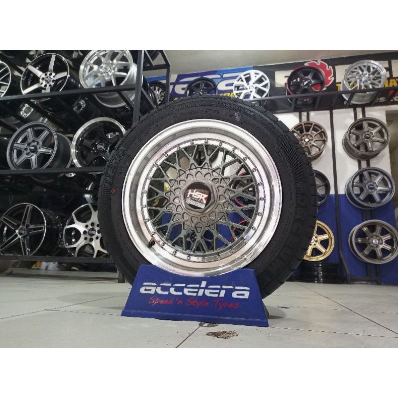 jual velg hsr RS R15 + ban 185/60 forceum hena