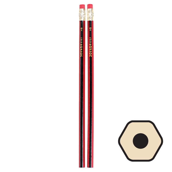 Pensil Joyko Merah Hitam HB6151 HB-6151 Penghapus bukan 2B