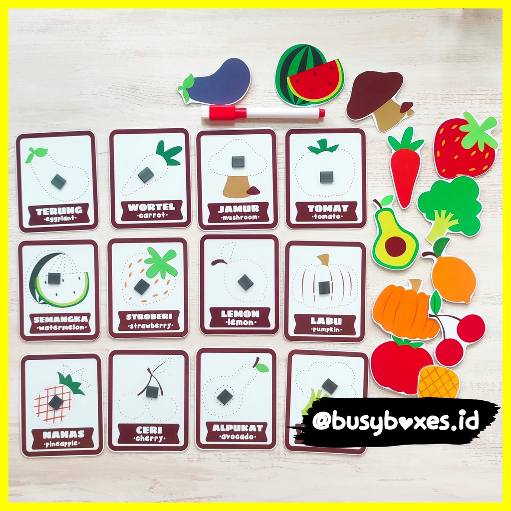 [busyboxes.id] Mainan Edukasi Flash Card Buah dan Sayur Vegetables Fruits Preschool Mainan Edukasi Prasekolah