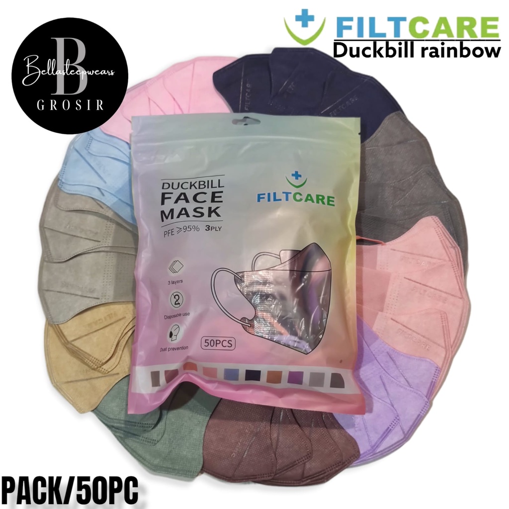 FILTCARE DB EMBOS RAINBOW - MASKER DUCKBILL FILT CARE EMBOS WARNA WARNI KEMENKES