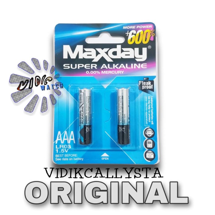 ORIGINAL BATU BATRE BATTERY SUPER ALKALINE A3 AAA LR03 ASLI 2PCS