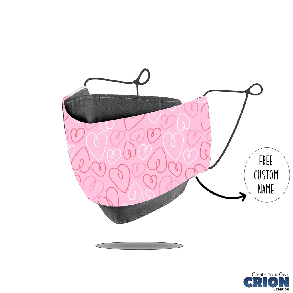 Crion - Masker 3d Full Face Cover Love Series - antibacterial