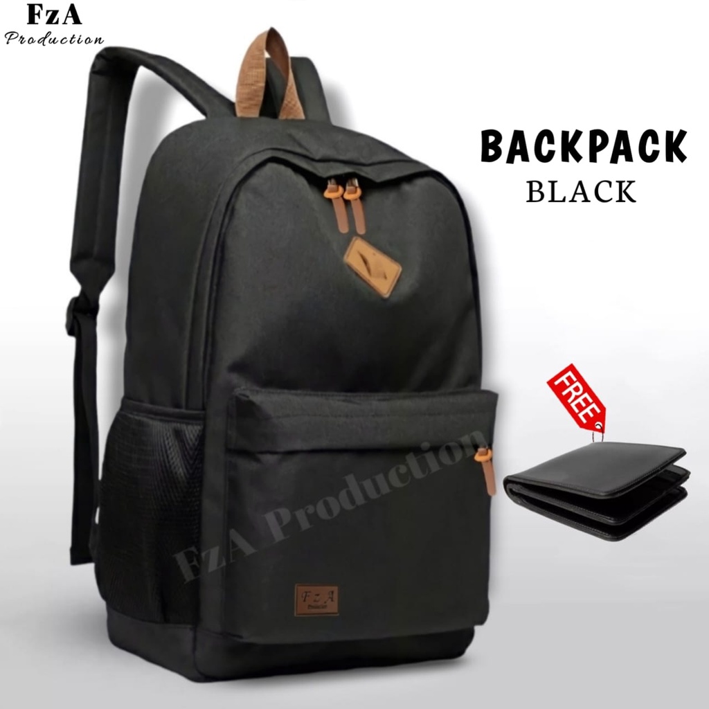 Tas Ransel Punggung Distro Casual Pria Wanita / Tas Ransel Laptop Original - FzA Gratis Dompet