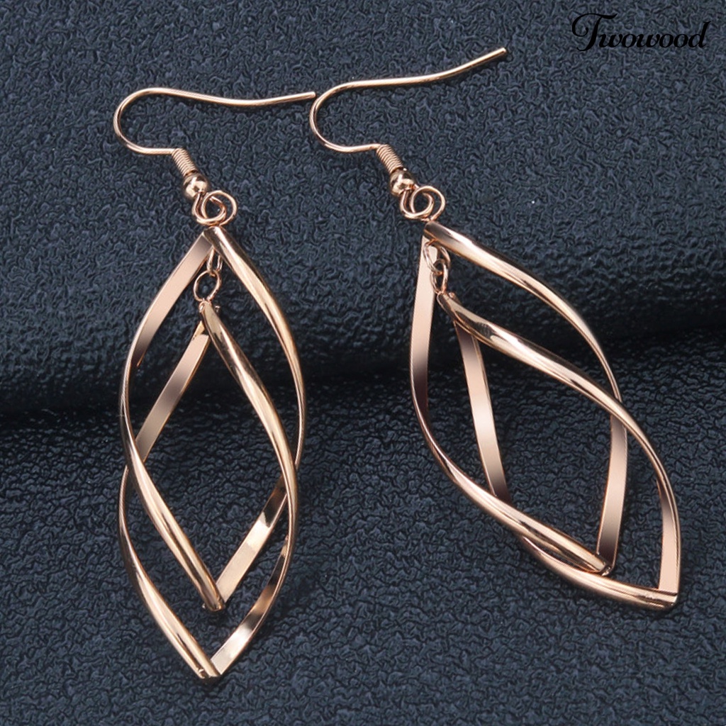 Twowood 1 Pair Hook Earrings Spirals Rhombus Jewelry Delicate Long Lasting Drop Earrings for Daily Wear