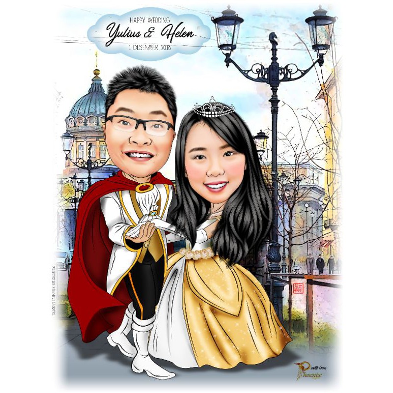 karikatur digital couple/duo karikatur