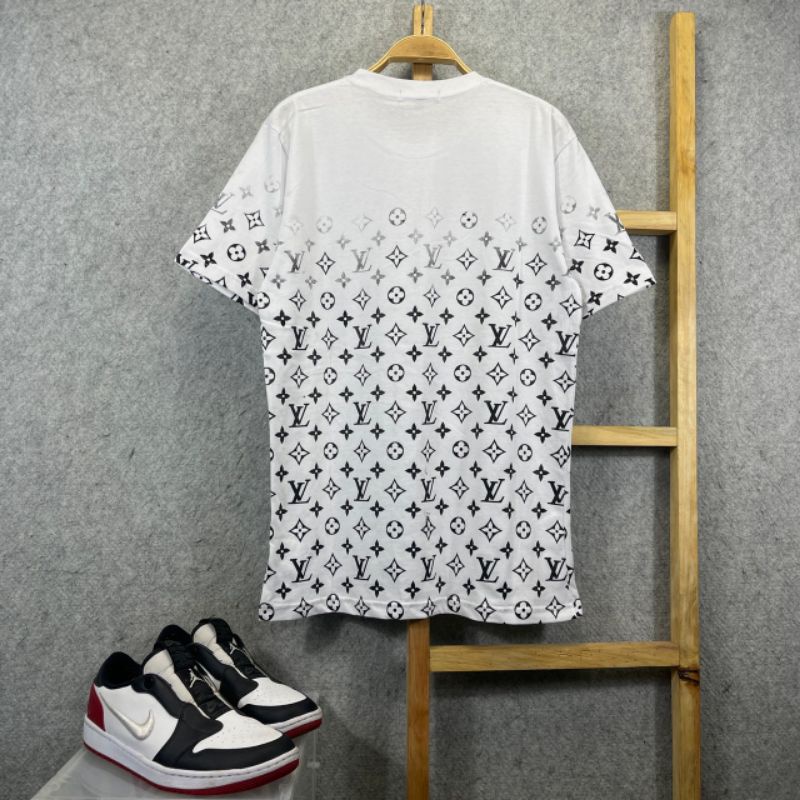 KAOS T-SHIRT LOUIS VUITTON HITAM FULLPRINT &amp; PUTIH FULLPRINT BESTSELLER FULLTAG&amp;LEBEL