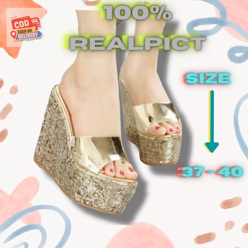 DL 17 Sandal - Sendal Wedges Wadges Wegdes Wages Wejes Weges Tinggi Pesta Kondangan Wisuda Fashion W