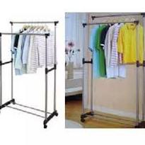 DOUBLE Rod Rack dan SINGLE Rod Rack Rak Baju Serbaguna Gantungan Laundry Pajangan DISPLAY STAND HANG