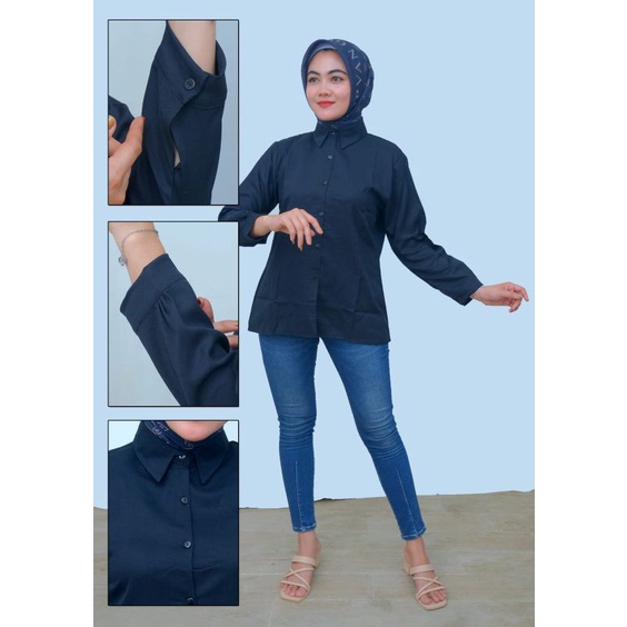 KEMEJA WANITA POLOS BASIC / GIOVANI SHIRT BASIC WANITA / KEMEJA POLOS CASUAL PUTIH HITAM