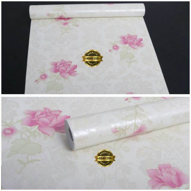 Wallpaper sticker dinding bunga mawar pink besar