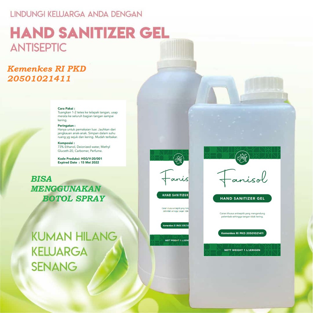 HAND SANITIZER GEL ANTISEPTIK 1 LITER ( BUKAN ANTIS, ONE MED)