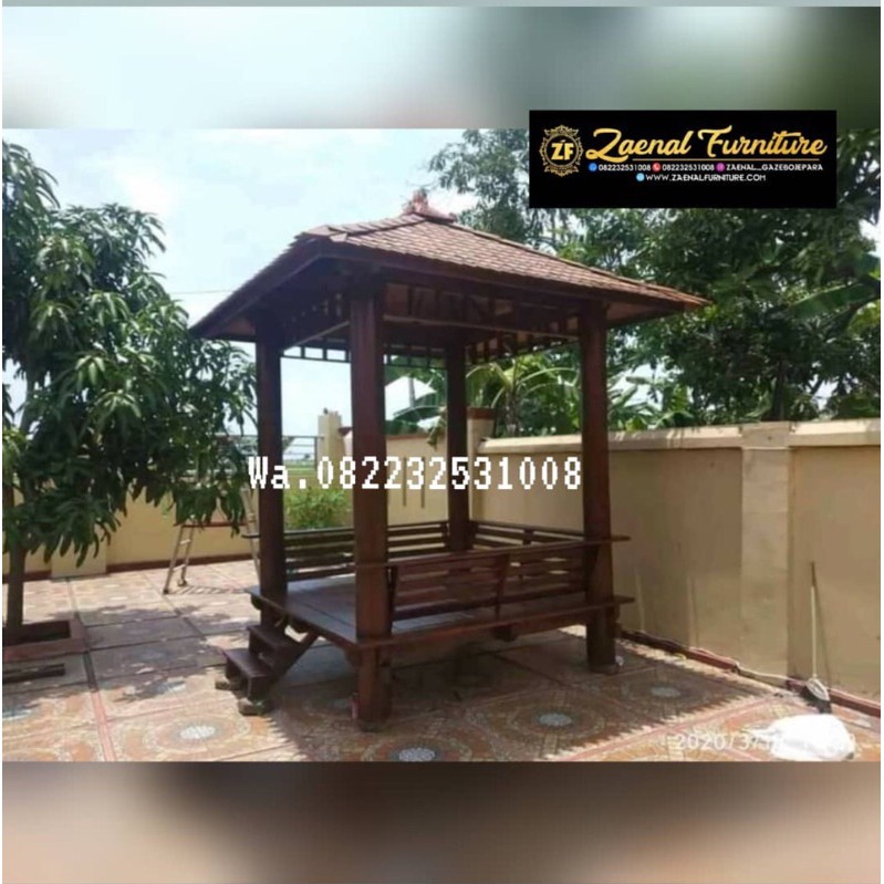 Gazebo Minimalis Kayu Glugu