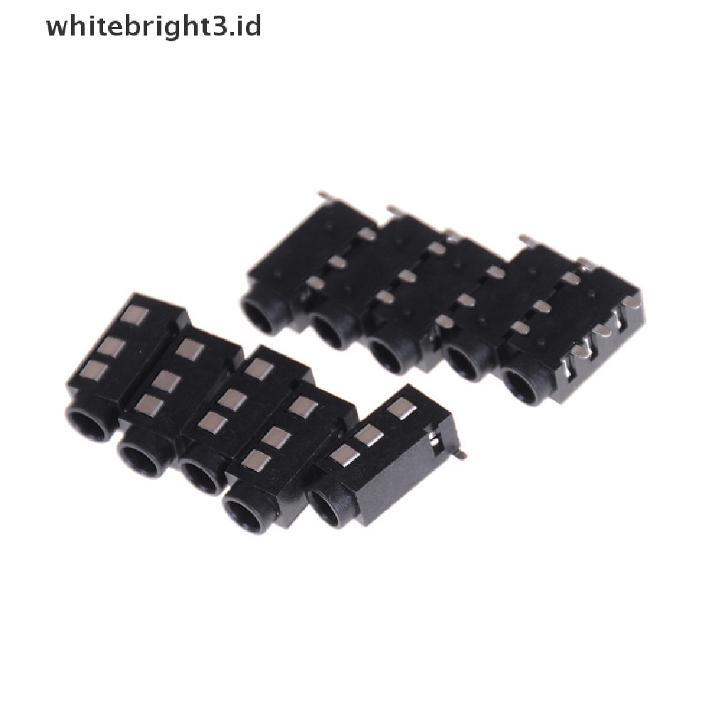 (whitebright3.id) 10pcs PJ-320D 4 Pin SMD 3.5mm Female Konektor Jack Headphone PCB Mount