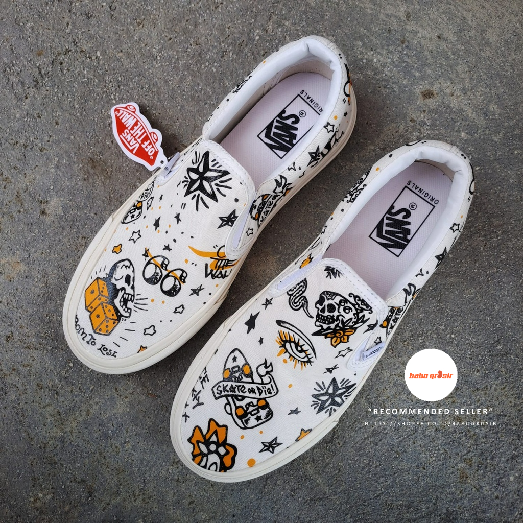 PROMO Sepatu Sneakers Pria, Sepatu Vans Slip On Pria Motif Keren dan Unik Premium Import Quality, Harga Murah, Kualitas Mewah