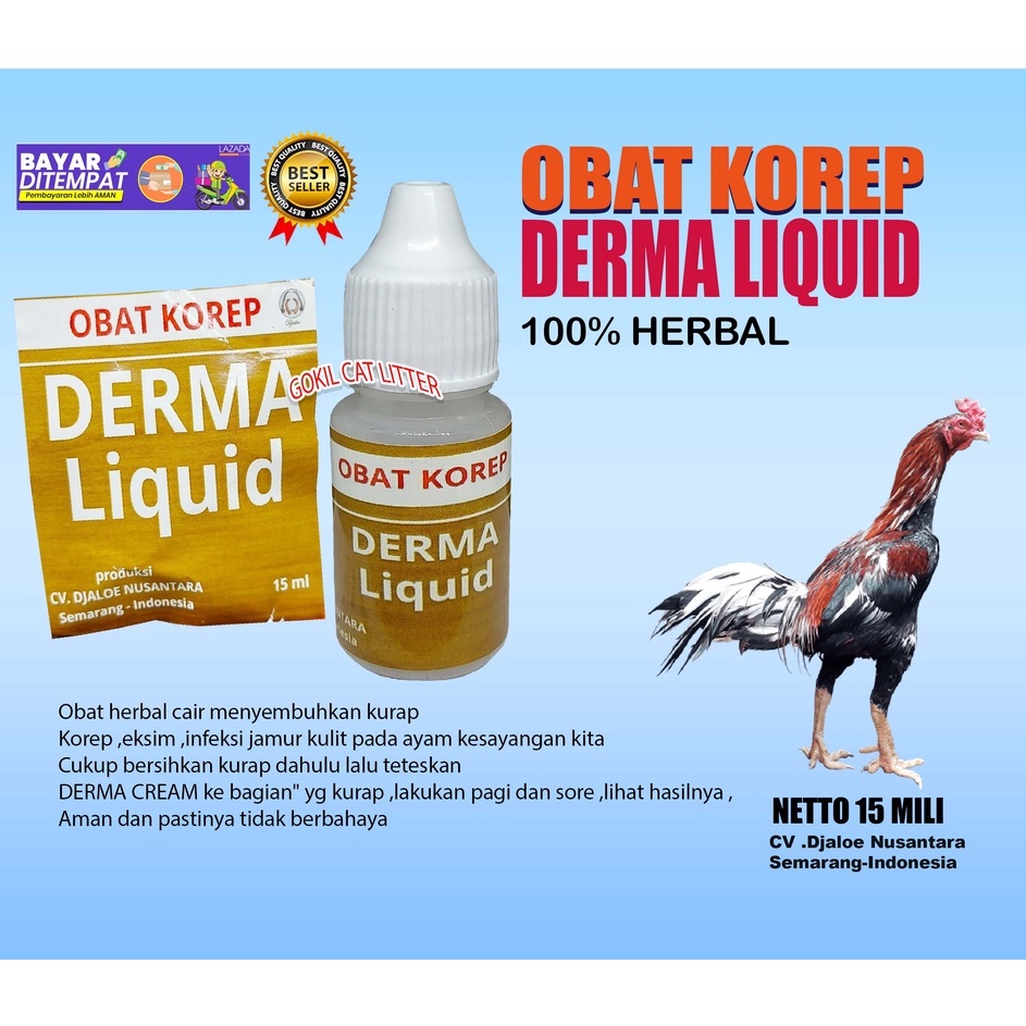 DERMALIQUIT OBAT KOREP AYAM-DERMA LIQUID-(OBAT,VITAMIN,JAMU,DOPING AYAM)DJALOE