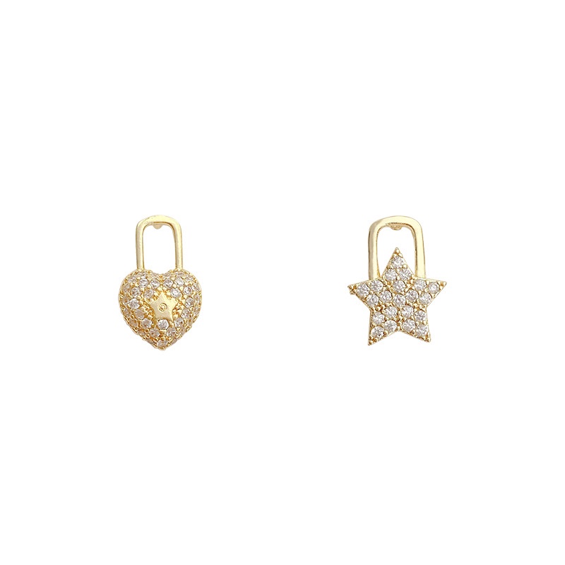 Anting Tusuk Sterling silver 925 Desain Bintang / Hati Hias Zircon Untuk Wanita