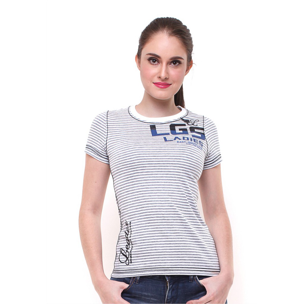 LGS Slim  Fit  Kaos  Wanita  Motif Garis Logo LGS 