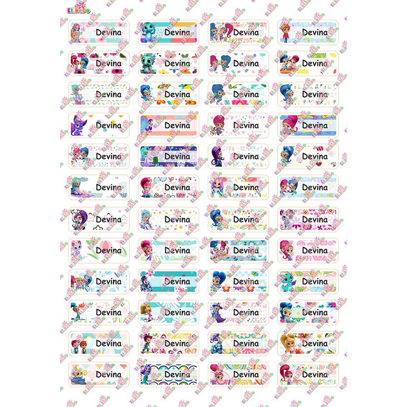

LABEL NAMA SHIMMER SHINE 192 STIKER - ANTI AIR/LUNTUR -4 Nama SH1XS4