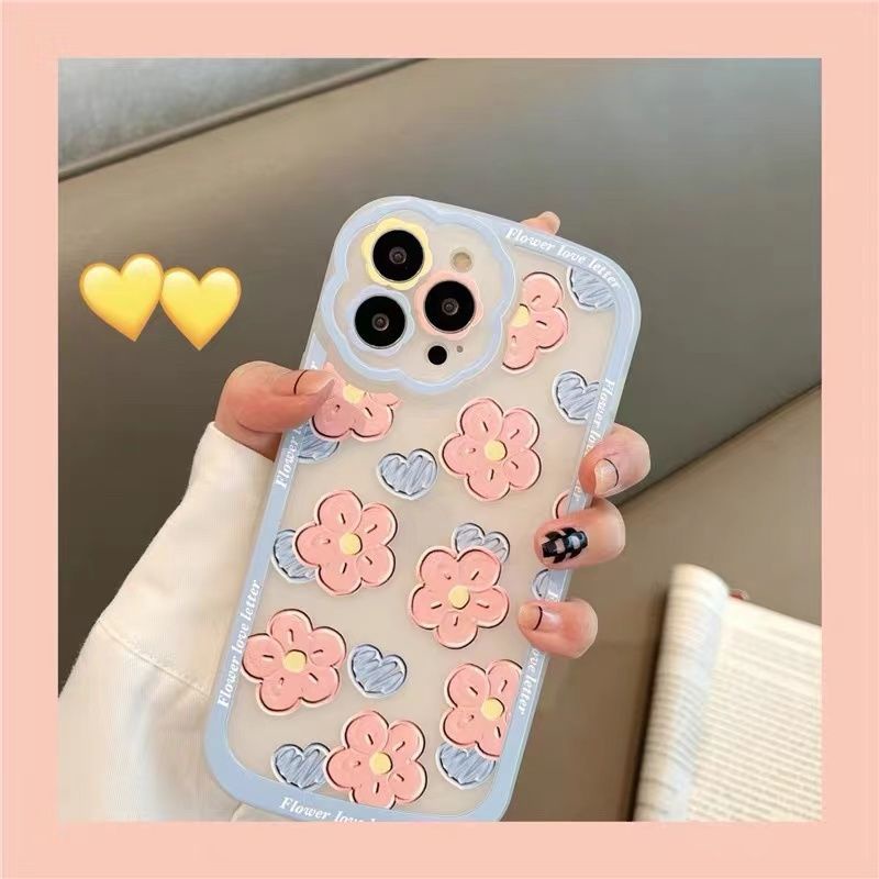 Soft Case Silikon TPU Transparan Motif Bunga Untuk iPhone 12 13 7 8 Plus X XS XR 11 Pro Max
