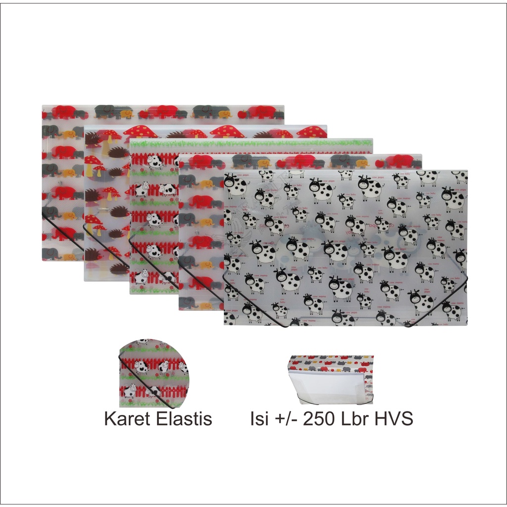 

Carry File Banded Motif F4 (Folio) / Map Plastik Tali Karet Elastis / Action Case TOMEX