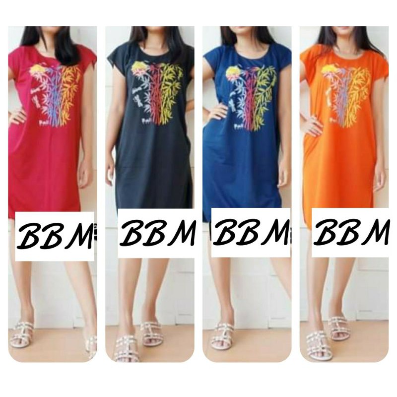 DASTER BAMBU BALI MIDI BAHAN KAOS/DRESS BAMBU STANDAR LENGAN PENDEK ADEM/BAJU TIDUR MURAH