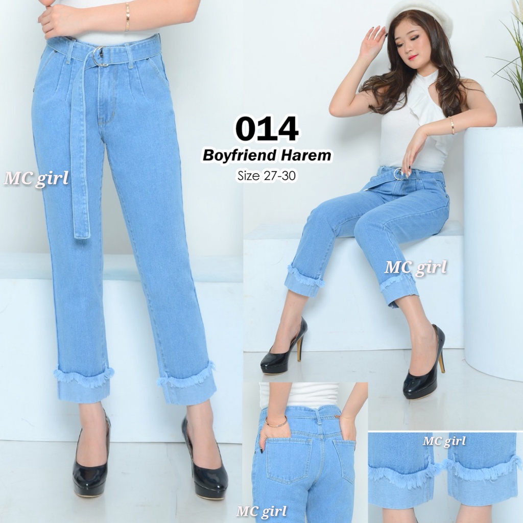 MC girl Celana Jeans Premium Boyfriend Stick Balik Free Gesper / Boyfren Harem Stik Balik Rawis