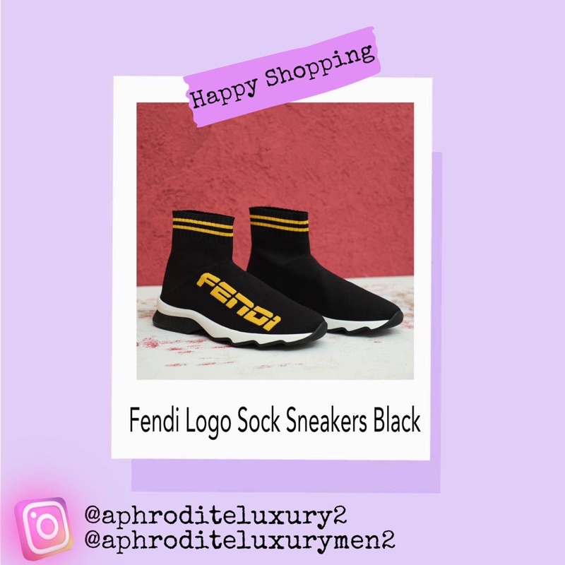 Fendi Logo Sock Sneakers black