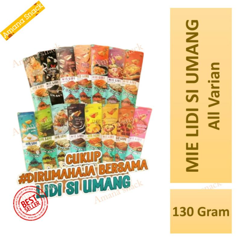 SI UMANG Mie Lidi lidian gurih jajanan kekinian isi bumbu rempah manis asin pedas aneka rasa asli murah sapu 130 gram panjang 30 cm siumang