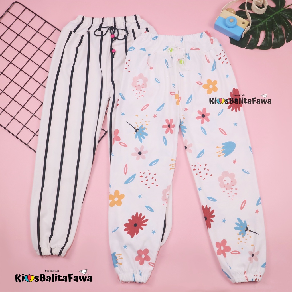 (UNIVERSAL) Jogger White Uk 1-12 Tahun / Celana Panjang Anak Laki Perempuan Grosir Joger Pants Cewek