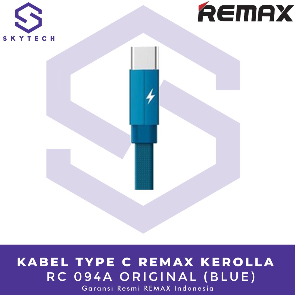 KABEL TYPE C REMAX KEROLLA 1M BLUE RC 094A ORIGINAL GARANSI RESMI