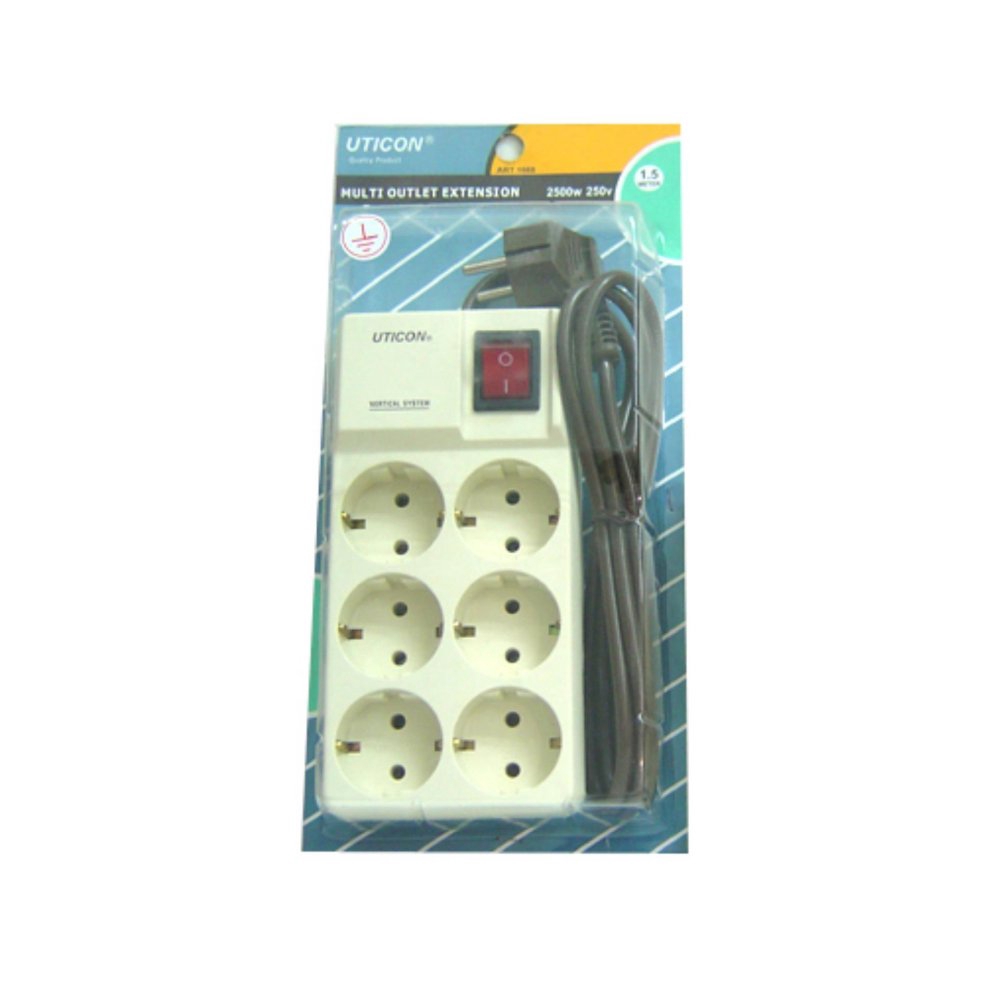Stop Kontak 6 Lubang Uticon + Saklar - ST1668