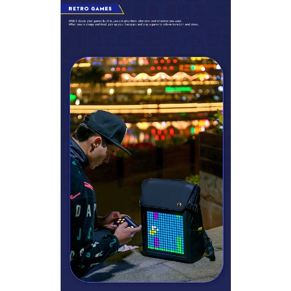 DIVOOM PIXOO M BACKPACK - Customizable Pixel Art LED Display Backpack