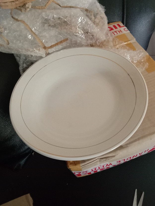 Piring Putih List Emas / Ukuran 22,5cm / Piring Makan 9