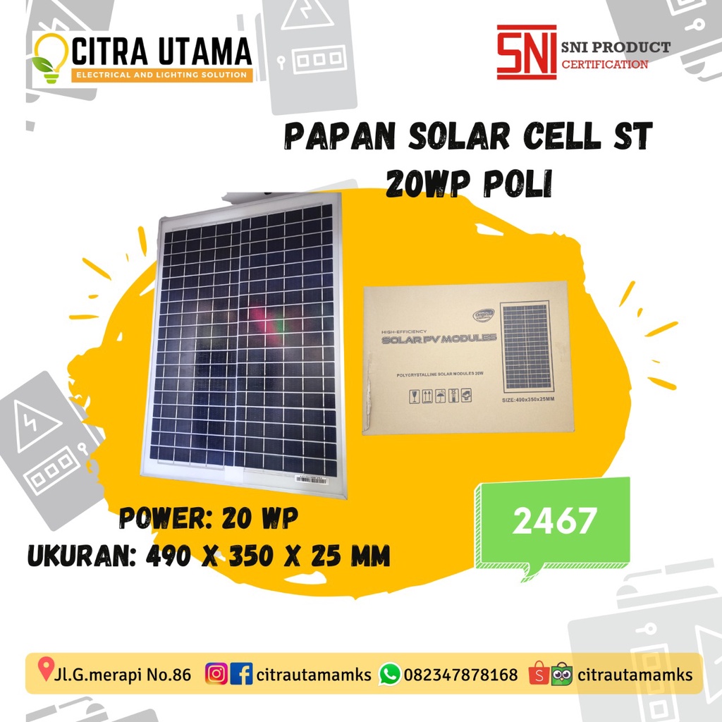 SOLAR PANEL 20WP ST.SOLAR POLIKRISTALIN 12V K2467