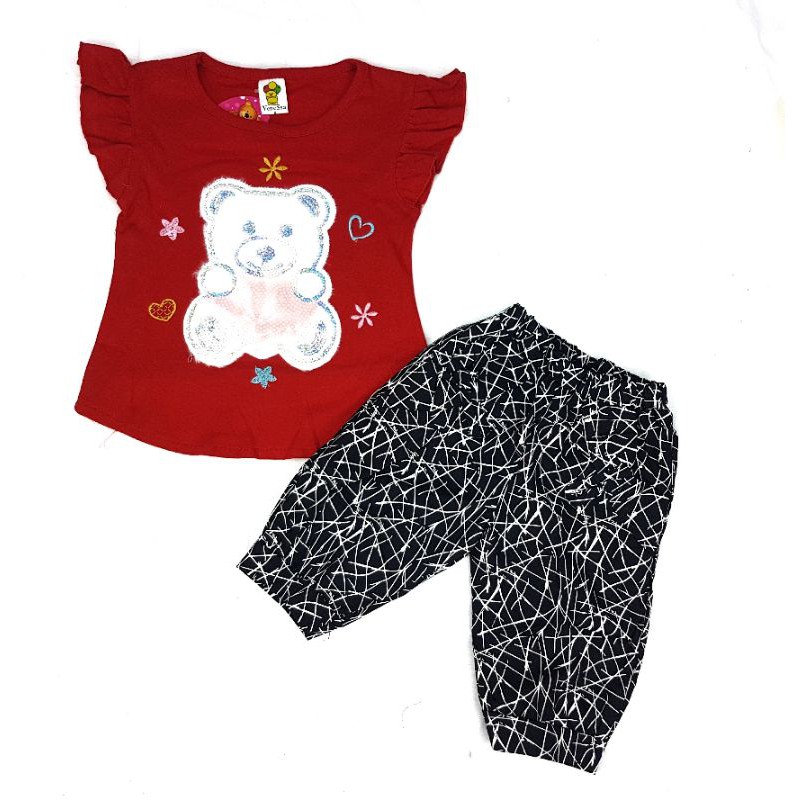 Setelan fashion baju anak perempuan 2-7 tahun motif bear sr.248