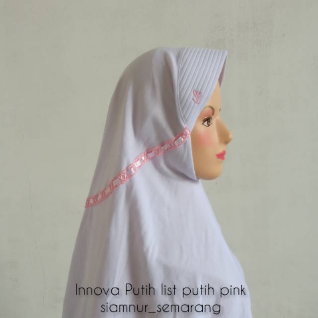 Innova Putih list putih pink - Rabbani jilbab