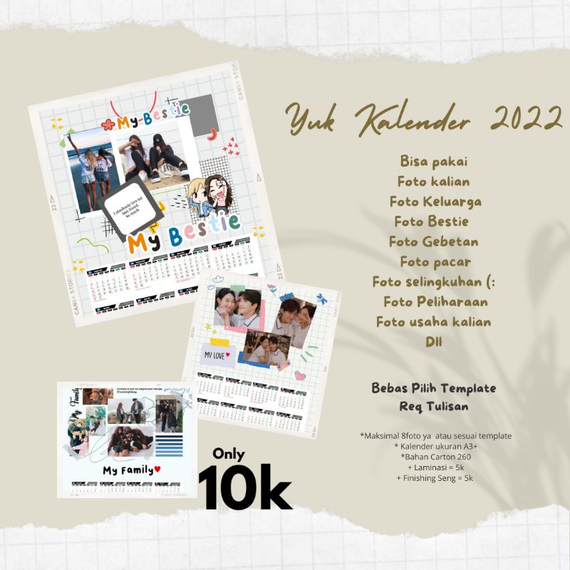 PROMO Kalender 2022 Murah ukuran A3+ // Kalender 2022 costume //kalender Foto //kalender Keluarga//k
