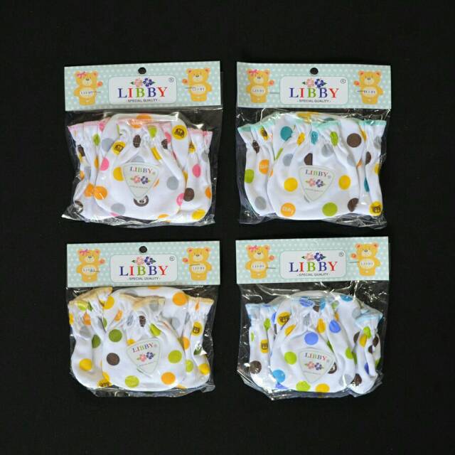 LIBBY 4 Set Sarung Tangan & Kaos Kaki Karet Bayi Polkadot (0-3M)