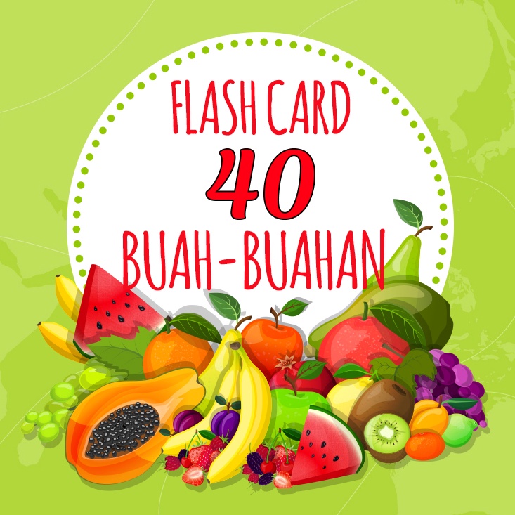 Flash Card 40 kartu Buah Buahan Bahasa Inggris dan Indonesia