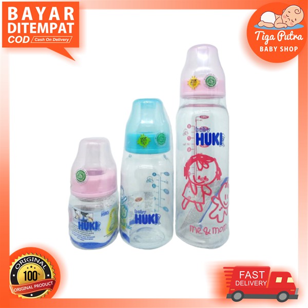 Huki Botol Susu Standar 60ml, 120ml, 240ml Gepeng Perlengakapan Makan Bayi